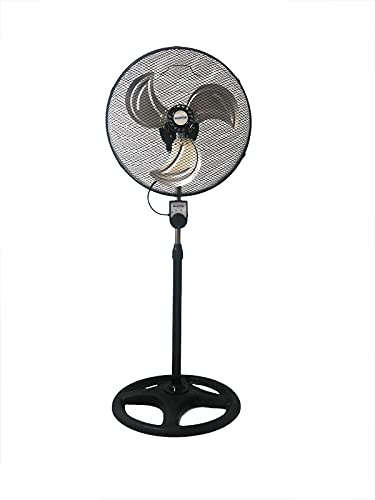Max Star Ventilador de Pie 18 Altura Ajustable 80W 3 Velocidades Oscilante Rejilla Protectora para Niños