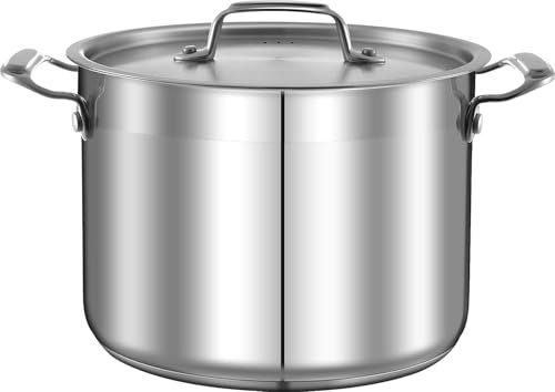 NutriChef Pentola 8 Litri in Acciaio Inox con Coperchio, Pentola Induzione per Zuppe e Stufati