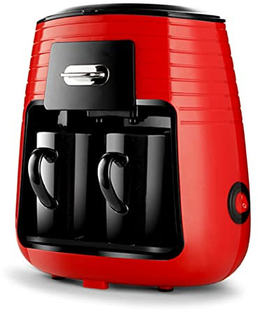 Specialty Drip Coffee Machine Double Cup Design Home Barista Brewing Multiple Functions for Espresso/Moka/Cappuccino/Tea Compact Electric Coffee Brewer with One-Click Control(Red)