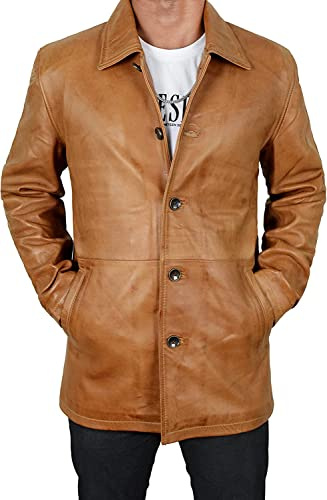 LP-FACON Men's Leather Sport Coat - Leather Trench & Duster Coats
