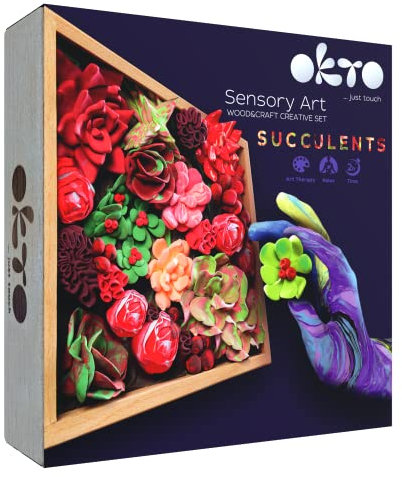 Okto Art Kit Passion | Succulents Art Set 3D for Home Wall Decor | Craft Kits for Adults UK and Teenagers | Craft Box with Modeling Clay for Succulents | Hobby Kits Succulent DIY Art Gift Kits