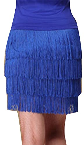 Damen Bauchtanz Kostüm Lateinischer Salsa-Tango-Tanzrock Fransen-Quaste-Rock-Tanz Vierlagige Quaste irregulär Rock Festival Rumba Flamenco-Minirock mit Shorts