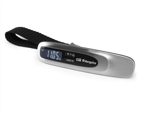 Orbegozo PC 4200, Peso de maletas, preciso y ligero, sensor precisión, correa nylon, gancho metal resistente, KG/libras, máx. 50 KG/100 libras, función TARA, pantalla LCD digital