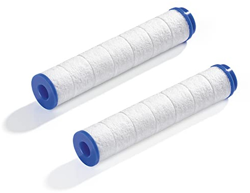 EASYmaxx Lot de 2 filtres de rechange pour pommeau de douche - En coton PP pour une eau purifiée et plus douce grâce à des billes minérales intégrées - Idéal pour l'eau calcaire [Blanc]