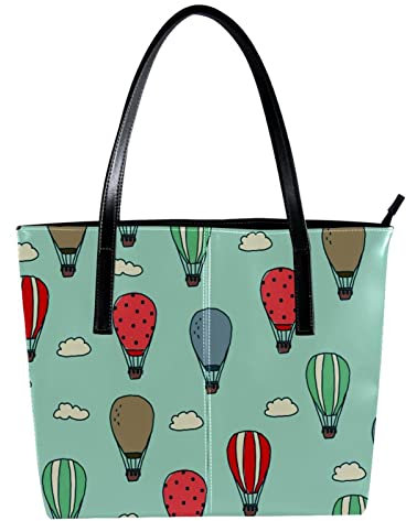 Schultertasche, leicht, lässig, Schultasche, Lehrertasche, Handtasche, Geldbörse, Kritzeleien, Luftballons, Wolken, bunt, Mehrfarbig