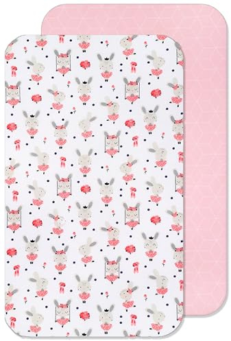 Lovely Hippo 2X Spannbettlaken 80×160 cm – 100% Baumwolle, Weich & Atmungsaktiv, Ohne Schadstoffe, Für Kinderbett (Tänzerin Rosa, 80 x 160 cm)