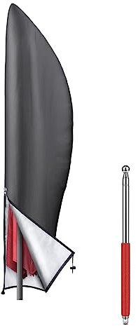 Parasol Cover Extra Large Umbrella Cover Anti-UV with Zip Banana Cantilever Hanging with Shrink Rod 265cm/ high 40 cm W (top) / 70 cm W (middle) / 50cm