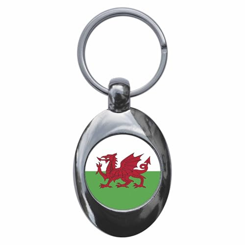 Ozorath WALES WELSH NATIONAL FLAG TROLLEY COIN KEYRING KEYCHAIN KEY RING CHAIN