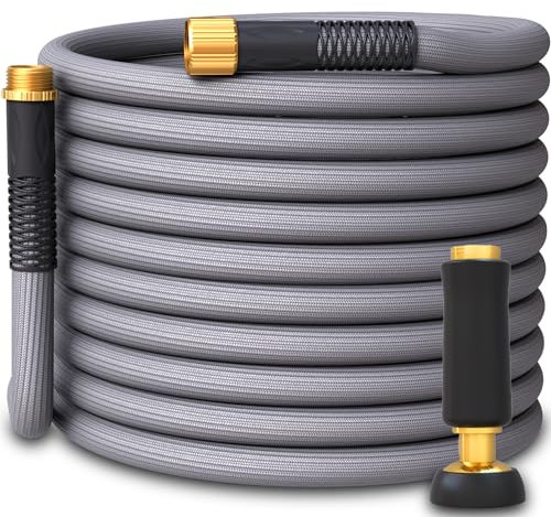 TITAN Nicht erweiterbarer Gartenschlauch, 7,6 m x 1,27 cm – leichter, knickfreier, langlebiger und flexibler Hybrid-Wasserschlauch mit robusten Messinganschlüssen und Hochdruckstrahldüse