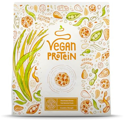 Vegan Proteine Poudre [600g] | Cookie Dough | 21g Protein | Soja, Riz, Pois, Graines de Tournesol | Pre/Post Workout Proteines Musculation | Protéine Powder | Shake Protéines Végétales | Alpha Foods