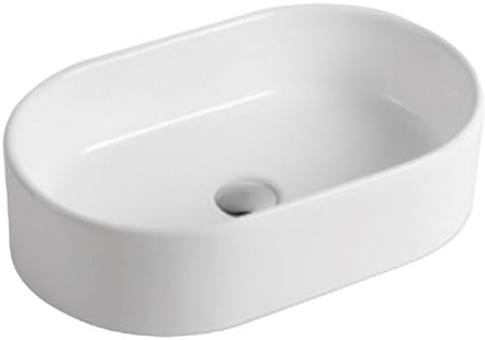 Vente-unique - Vasque à poser en céramique ovale - Blanc - 56 x 35,5 cm - IWA II
