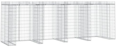 vidaXL Gabionen Mülltonnenbox, Gabionenwand für Anbau von Blumen Pflanzen auf der Oberseite, Gabionen Mülltonnenverkleidung für Garten Terrasse, Gabione Gabionenkorb, Verzinktes Eisen