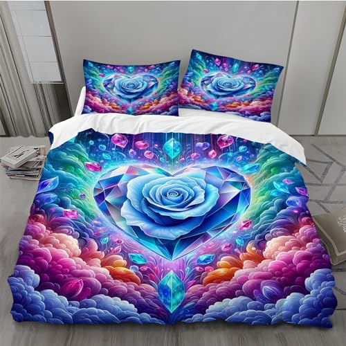 BAIL Housse de Couette 240 x 260 des Roses Housse Couette Très Doux Parure de Lit Adulte en Microfibr 2 Taies d'oreiller 65 x 65 cm Convient pour Chambre