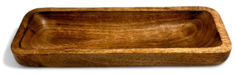 Plateau de service rectangulaire en bois pour cuisine, dîner, collation, apéritif, plat de nourriture, plateau rectangulaire pour biscuits, dessert (40,6 x 15,2 cm) GLOBAL CRAFT AND CREATIONS