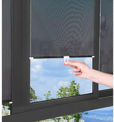 Rollo ohne Bohren Schwarz Verdunklungsrollo Mit Saugnäpfen,Tag und Nacht Duo verdunkelungsrollo Rollos für Fenster Einziehbarer Balkon Rollläden,Tragbare Temporäre Jalousien