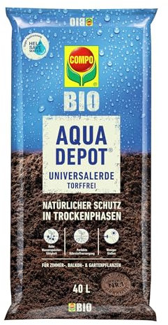 COMPO BIO AQUA-DEPOT® Universalerde mit Wasserspeichergel gegen Hitzestress für alle Zierpflanzen sowie für einen ergiebigen Gemüse-, Obst- und Kräuteranbau 40 L
