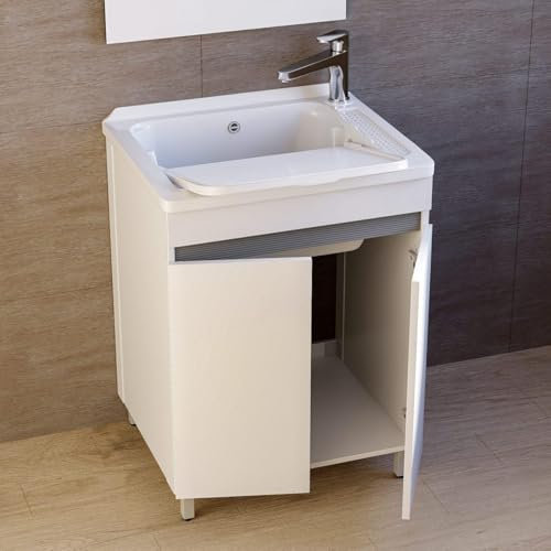 Mobile lavatoio in ALLUMINIO lavanderia vasca resina resistente acidi asse lavapanni MOLE (60 X 50 cm)