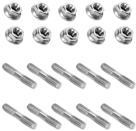 10 Sätze doppelseitige Gewindebolzen-Muttern M8 x1,25 für Abgaskrümmer-Kit | 304 Edelstahl. 42 mm lang