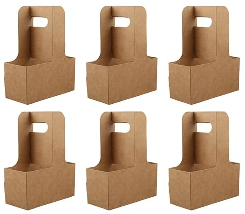 MAGICLULU Tragbarer Kraftpapier Becherträger Für Kaffee Und Milchtee 6Er Set Zusammenfaltbar Getränketräger Für to-Go Becher Praktischer Kaffeehalter Für Takeaway