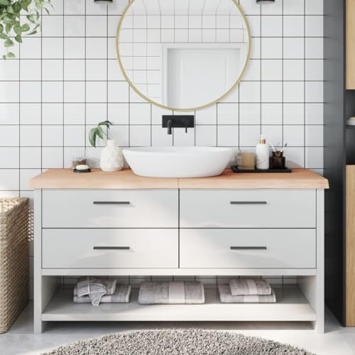 NQJIBUE Hausgarten, Badezimmer-Arbeitsplatte, 160 x 60 x 2-6 cm, unbehandeltes Massivholz