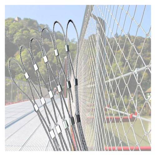 VXHCS 304 Edelstahl-Seilnetz, Flexibles Seil-Geländer-Netz, 10cm/2mm Treppenzaun-Maschendraht, Dehnbares Balustraden-Füllgitter (0.8x2m/2.6x6.6ft)