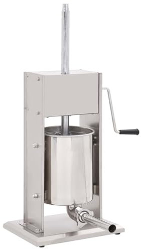 Juroupi Insaccatrice Manuale a Manovella Macchina Riempitrice per Salsicce Salumi Wurstel Bratwurst Tritacarne Argento 10 L in Acciaio Inossidabile