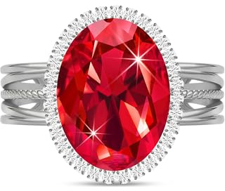 Linawe Falscher Diamant Ringe Frauen, Moissanite Damenring Modeschmuck Jewelry, Ring mit Stein Verstellbar Fingerring, Statement Ring Schmuck aus Gold/Silber