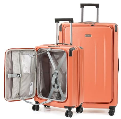 LOUIS KAISER Carry On Luggage, 20Inch & 29 Inch Top Opening Airline Approved ABS+PC Hard Shell Suitcases with Silent Wheels, TSA Lock,Front Pocket and Wet-dry Separated Six-piece Set (AD Orange)
