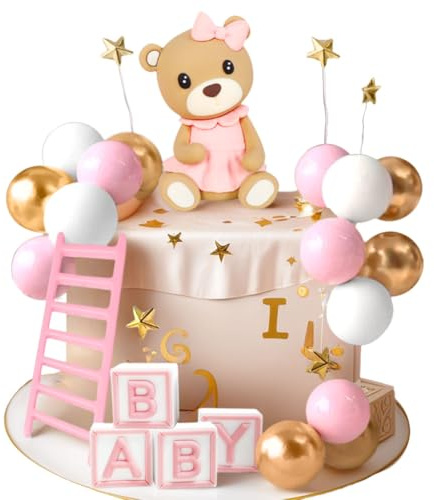 Teddybär Tortendeko Mädchen Tortendeko Mädchen Jahr Rosa Kuchendekoration | Teddybär Tortendeko Mädchen Tortendeko Mädchen 1 Jahr Rosa Kuchendekoration Teddybär Kuchen Dekoration für Hochzeit