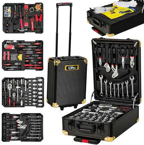 Pro Splash Portable Tool Kit, 499-Piece Kit, with Wheels. Essential DIY Tools Set, Home & Office Hand Tools, Mechanic Spanner Organiser, with Wheels Home Improvement Starter Kit + Free Glove