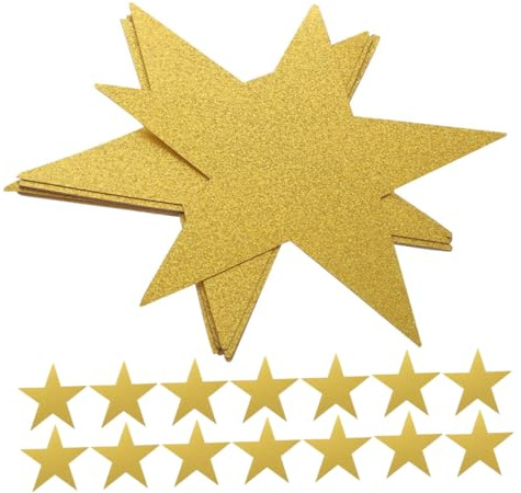HEALLILY 48 piezas de recortes de estrellas de papel con purpurina para decoración de tablones de anuncios en el aula, suministros creativos de manualidades para involucrar el entorno de aprendizaje