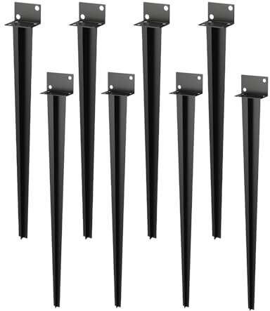 Aufun Lot de 8 supports de poteau universels à enfoncer en forme de L - Douille de sol galvanisée à chaud - Pour poteaux en bois - 60 x 700 mm - Douille de sol à enfoncer - Pour clôtures, projets de