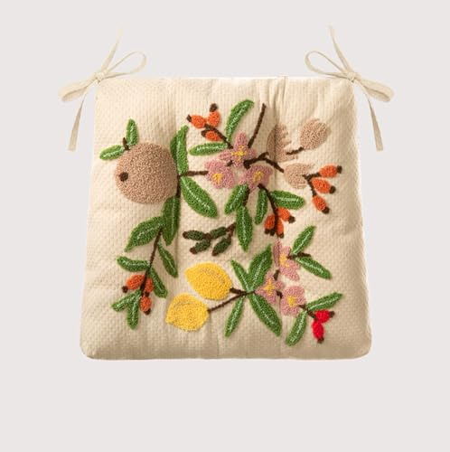 Dining Chair Pads with Ties Thick Handmade Embroidery Seat Cushions Non Slip U Shape Chair Cushions Thick (G)