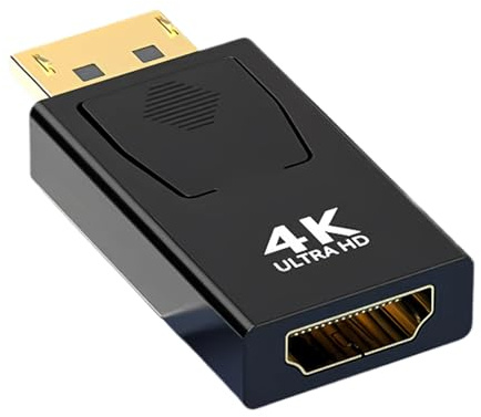 Wvxilyr Adaptateur DisplayPort vers HDMI 4K,Adaptateur DP Mâle vers HDMI Femelle, Compatible avec Ordinateurs de Bureau, Laptops, Moniteurs et HDTV,Résolution 3840 x 2160 à 60 Hz