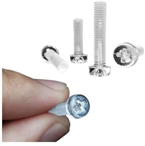 LIUCH Tornillos de cabeza redonda con ranura en cruz plástico transparente acrílico M3 M4, 25 unidades, diámetro 3 mm, 4 y longitud 4-25(8mm,M4)