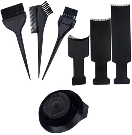 VICASKY 7 pièces Set pour Teinture Cheveux avec Planche et Bols Noirs Accessoires Professionnels pour Salon et Usage Domestique Protection Du Chevelu et Application Précise