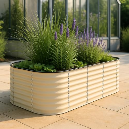 GardenSkill Raised Bed for Garden & Patio | Large Galvanised Planter for Herbs, Vegetables, Fruit & Flowers | Outdoor Rectangular Plant Trough with Safety Edging & Rust Protective Coating (180x90cm)