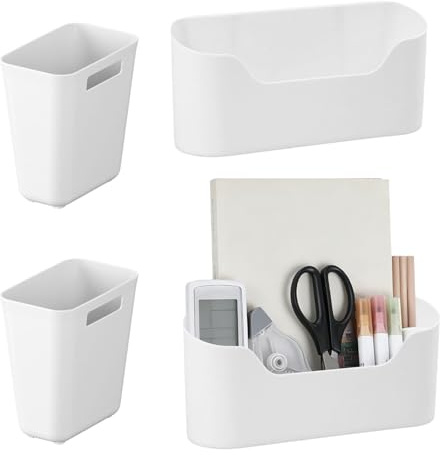 4 Pcs Schranktür Organizer, 23.4 & 14 cm Küchenschranktür Organizer Weiß | Ohne Bohren, Aufbewahrung Wand für Küche, Bad, Büro, Wohnmobil (2 Groß + 2 Klein)