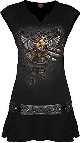 Spiral Steam Punk Ripped Donna Miniabito Nero 95% Viscosa, 5% elasthane