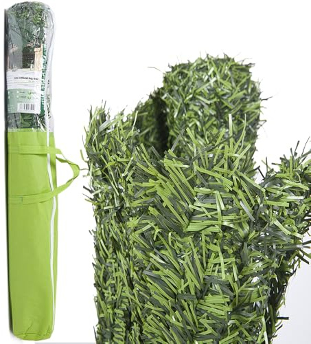 Suinga Künstliche Hecke Bicolor Suinga 1x3m, Feine Blätter, 110 Stäbe, 95% Sichtschutz, Grün, Dekoration und Privatsphäre, Künstliche zweifarbige Hecke mit breiten Blättern