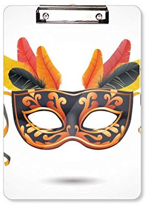 Federmaske Happy Carnival of Venice Klemmbrett Ordner Schreibblock Trägerplatte A4