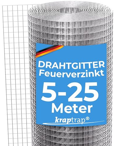 KrapTrap Volierendraht Drahtgitter I 16x16mm I 25 m x 1m I verzinkt I Hühnergitter I 1,2mm stark