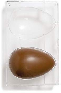 Stampo Professionale per Uovo Cioccolato da 130 gr - in POLICARBONATO - 2 cavità - Forma Uova di Pasqua Liscio - Dimensione 10 x h15 cm - per realizzare uovi pasquali in cioccolato, in zucchero ecc.