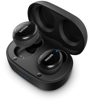 Philips True Wireless Headphones T2205BK/00 (Bluetooth In-Ear Headphones, Voice Assistant, Long Battery Life, IPX4 Splash Resistant, Extra-Small Charging Case) Black – 2020/2021 Model