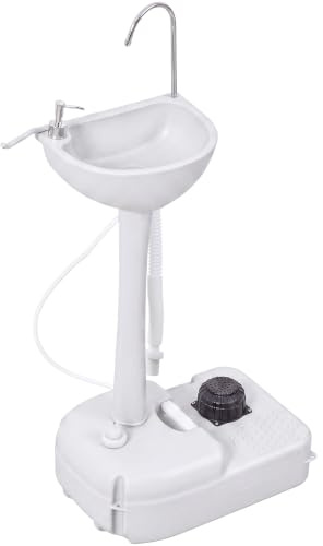 Outsunny Camping Sink 17L Portable Hand Wash Station with Towel Holder | Wastewater Tank NOT Included, Cold Water Only, Soap Dispenser, Rolling Wheels, Outdoor Sink, Events, Gatherings, Worksite