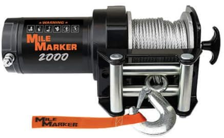 Mile Marker 76-50200 Utility and Trailer Winch 12V DC | 5/23” x 50’ Steel Cable | 2,000 lb Pulling Capacity | Lightweight, Powerful and Reliable | High Output Motor