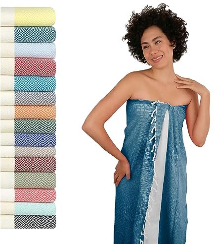Flora Furora Saunahandtuch Saunatuch Damen + Herren, Hamamtuch groß 100x200 XXL: lang, platzsparend, leicht | Sauna Handtuch, Wellness Spa Tuch, Saunakilt Zubehör | Fouta Hamam Badetuch