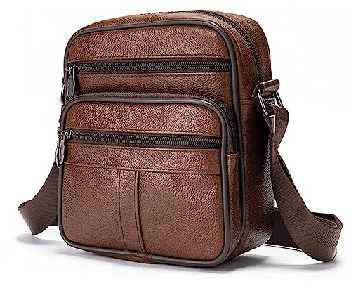 Herren Handy Schultertaschen Leder, Handy Umhängetasche Klein Männer Schwarz, Handytasche Seitentasche Crossbody Bag Herren Wasserdichte Reißverschluss Handy Messenger Bags für Tägliches Leben Reise