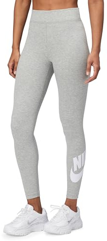 Nike Pants W NSW NK CLSC Gx HR Tight Ftra, DK Grey Heather/White, DV7791-063, S