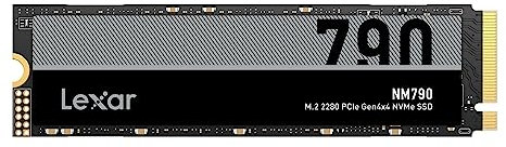 Lexar NM790 4TB, M.2 2280 PCIe Gen4x4 NVMe 1.4 SSD, Bis zu 7400MB/s Lesen, 6500MB/s Schreiben, Interne Solid-State-Laufwerk für PS5, PC, Laptop und Gamer (LNM790X004T-RNNNG)